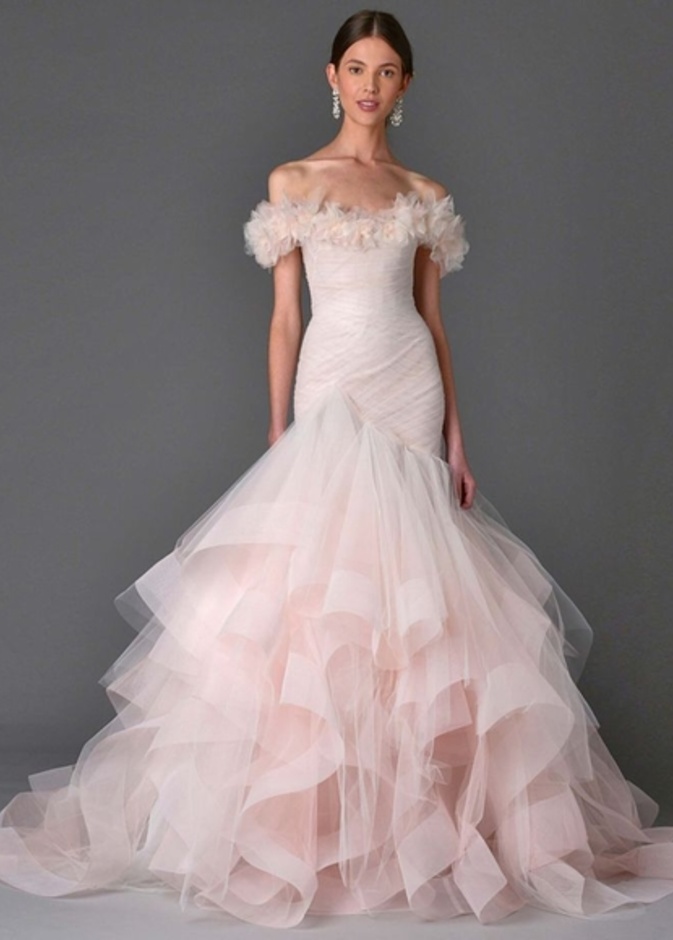 Marchesa فستان زفاف باللون الزهري من 