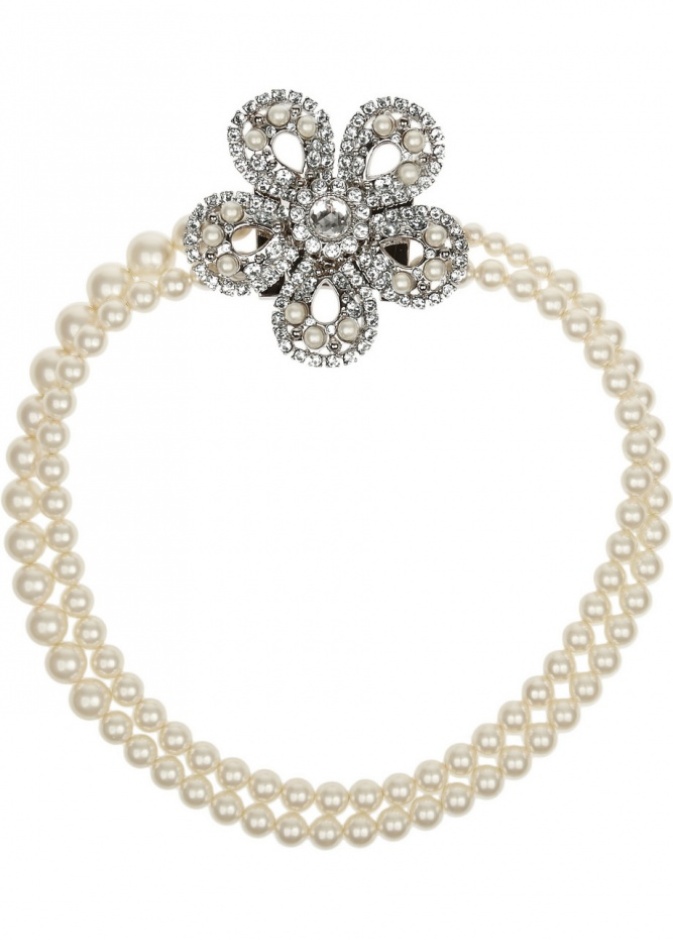 Miu Miu - Silver-plated, Swarovski pearl and crystal necklace 