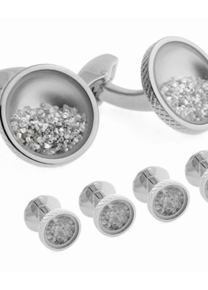 RT Shirt Studs and Cufflink Set - White Diamond Dust