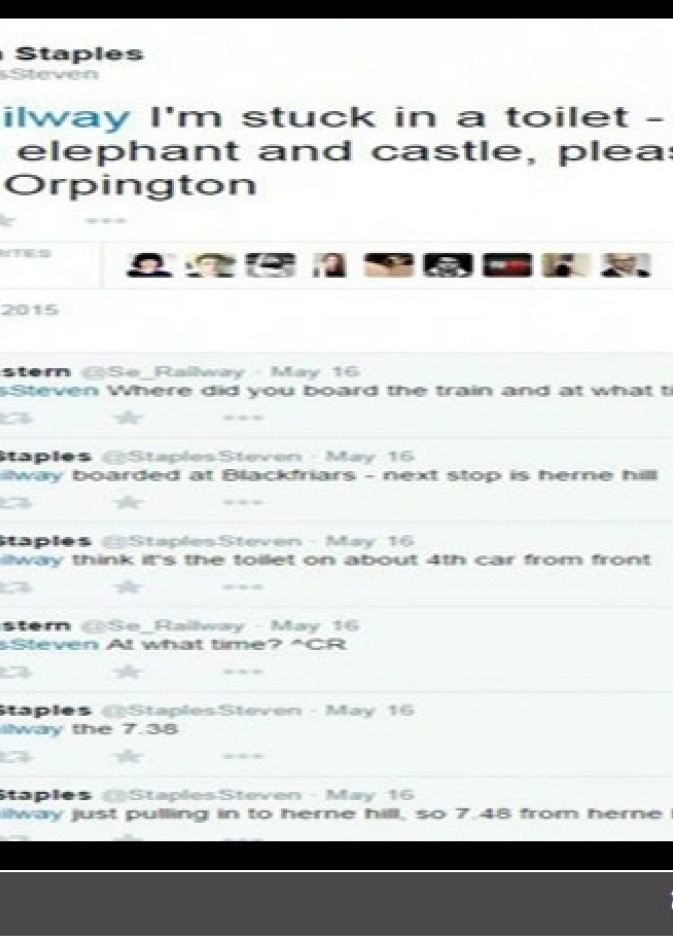 "تويتر" ينقذ شاباً علق في مرحاض القطار 