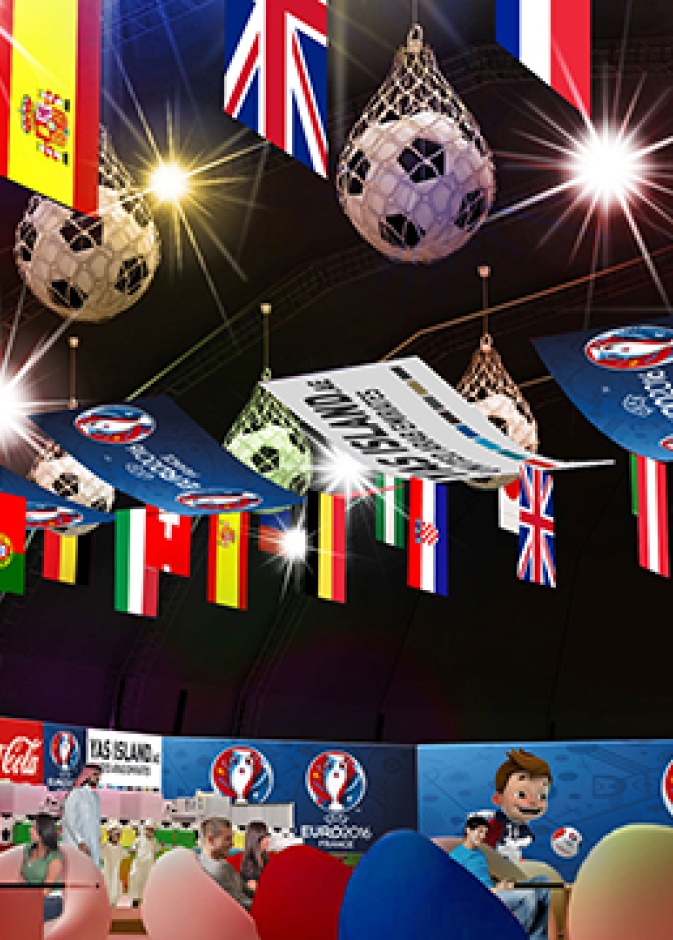 مباريات البطولة الأوروبية على أكبر شاشة LED في أبوظبي في قاعة دو على جزيرة ياس