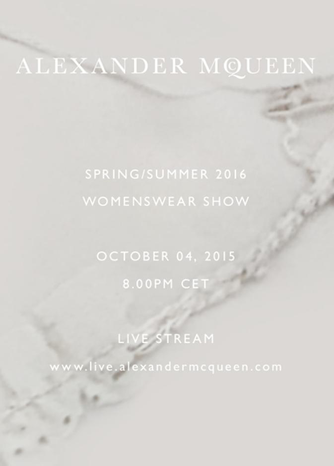 بث مباشر لعرض أزياء Alexander McQueen لربيع صيف 2016