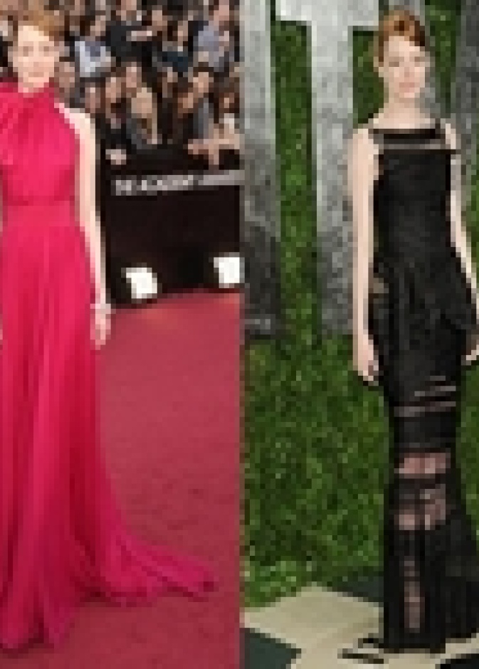 إيما ستون تتألق بتصميمين رائعين في ليلة الأوسكار