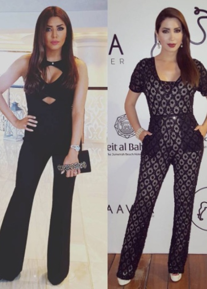 لكل منهما اسلوبها الخاص في اختيار الجمبسوت الاسود