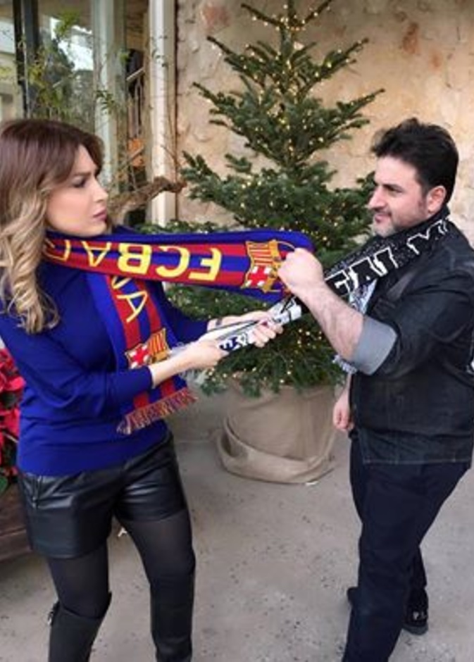 يارا تشارك جمهورها بصورة طريفة مع ملحم زين قبل انطلاق مباراة برشلونة وريال مدريد بالأمس