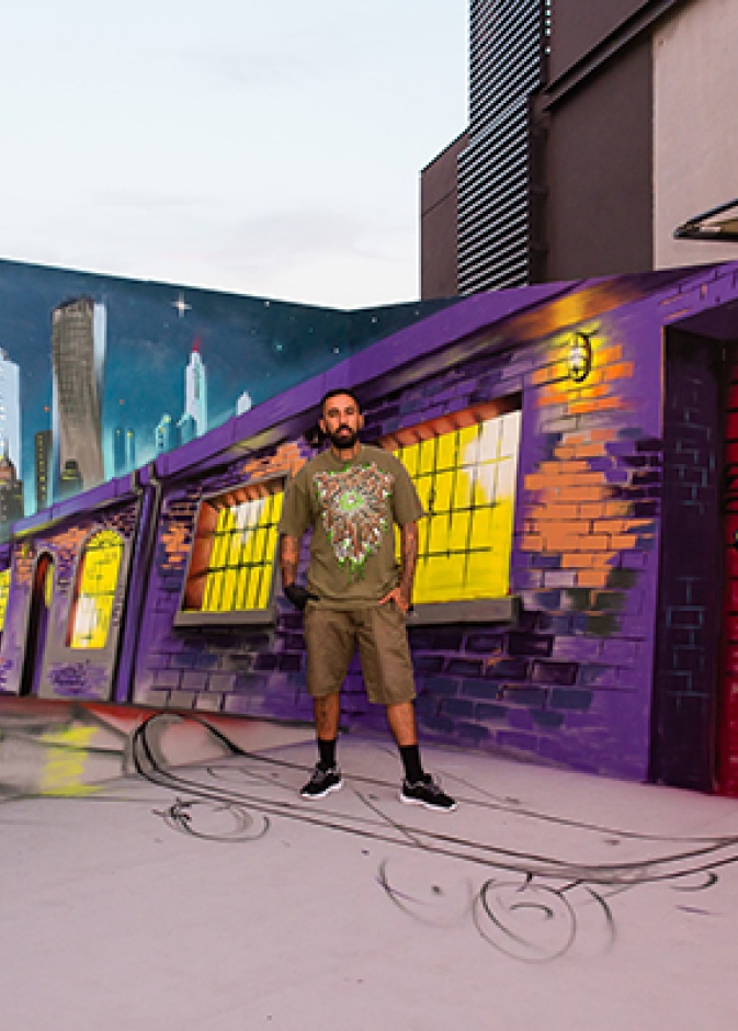 الفنان الغرافيتي سيرجيو أوديث في بوكس بارك، دبي