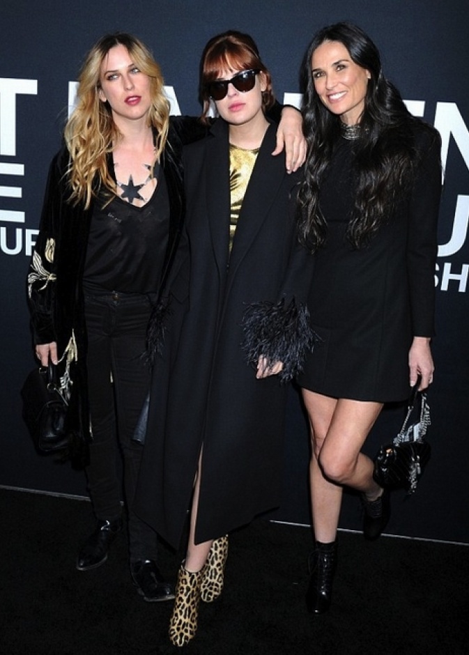 Demi Moore and her daughters @ Saint Laurent