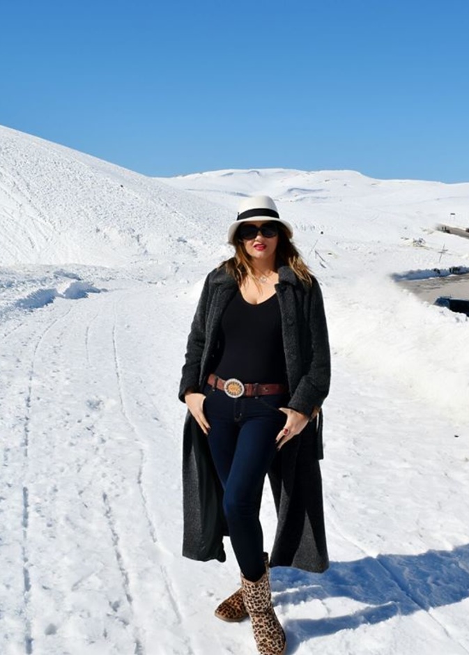 باسكال خلال اجازتها على الثلج مؤخرا