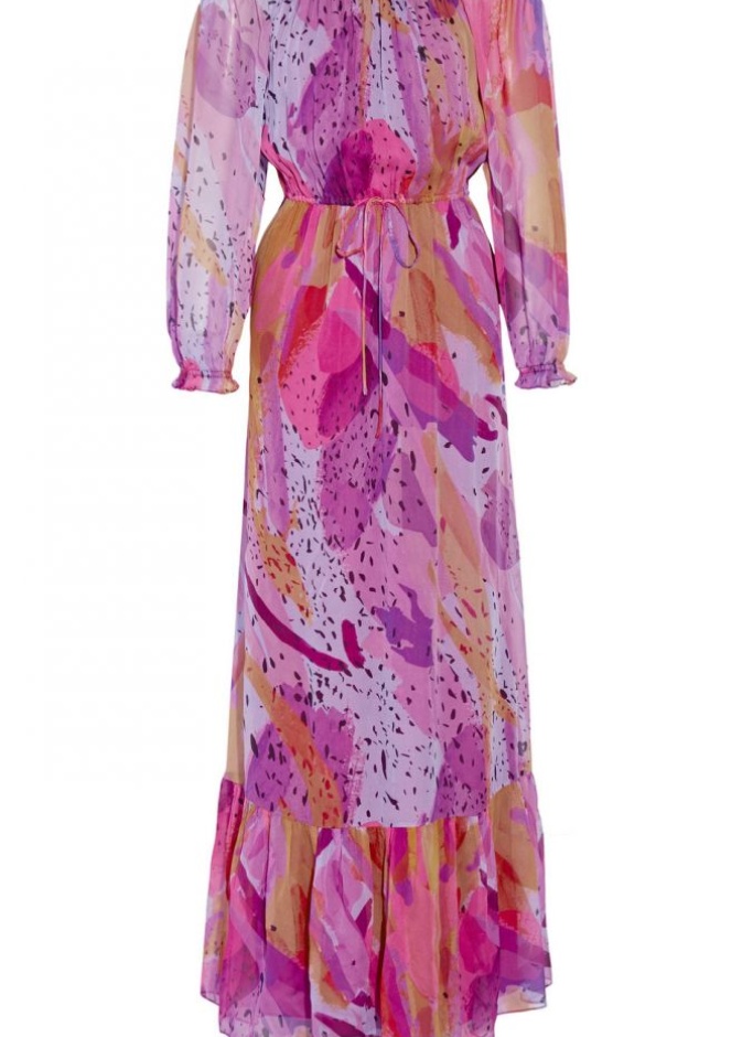 فستان طويل زهري من Diane Von Furstenberg