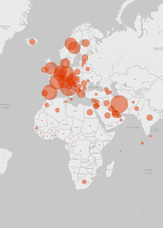 مايكروسوفت بينج Microsoft Bing يطلق خريطة كوفيد-19 التفاعلية عن فيروس كورونا المستجد