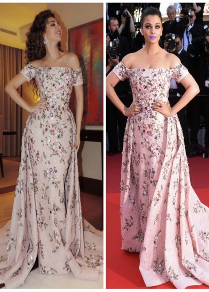 ميريام فارس ونجمة بوليوود ايشورايا راي في نفس الفستان من رامي قارض