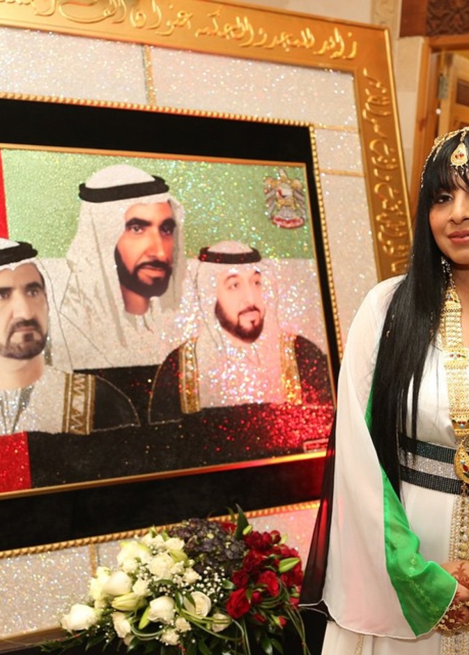 لوحة لحكام الإمارات من أعمال عايدة 