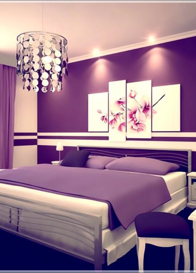 دهان غرفة نوم باللون الموف