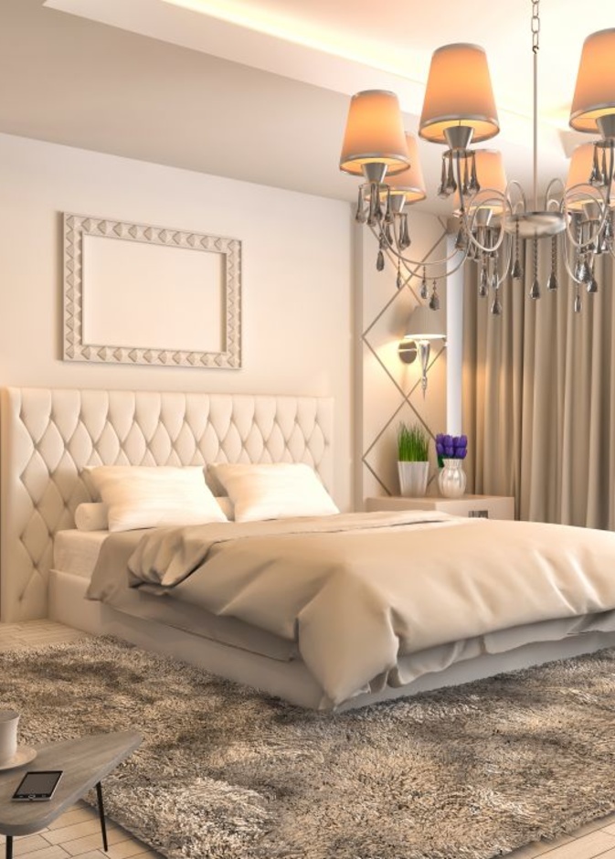 ديكور عصري لغرفة نوم للعرسان بسرير دائري