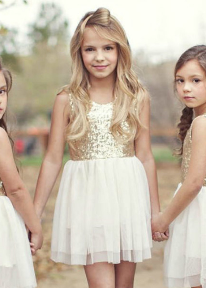 فستان ذهبي للأطفال الرضع