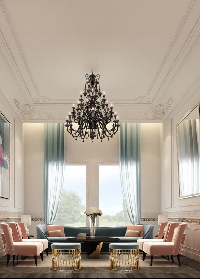 كنب عصري باللون البنفسجي لديكورات جلسات نسائية