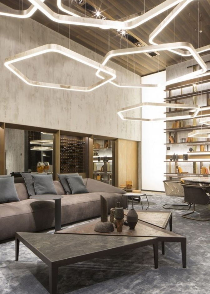 تصميم إنارة للسقف لغرفة جلوس مميزة