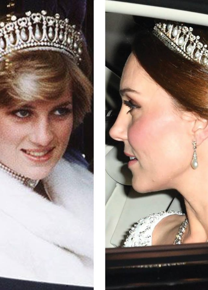كيت ميدلتون ترتدي تاج الأميرة ديانا في قصر باكنجهام
