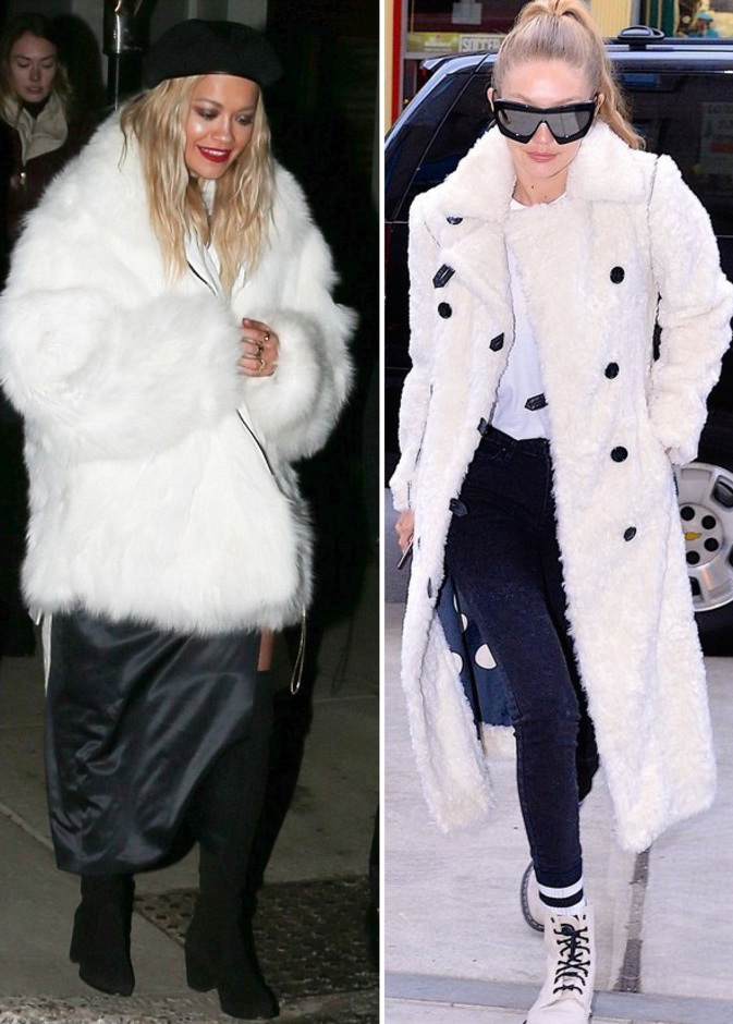 من نسّقت المعطف الأبيض بشكل افضل جيجي حديد أم ريتا اورا؟