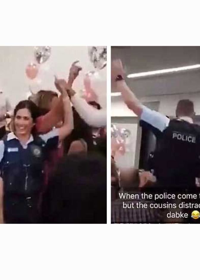 شرطيان في أستراليا يرقصان الدبكة في عرس لبناني