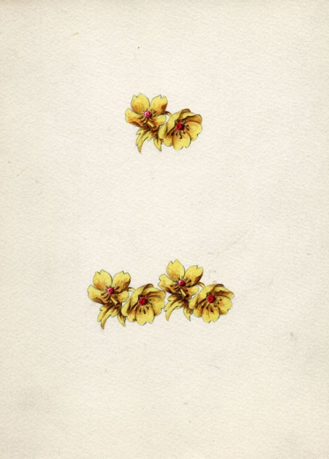 رسم لمشبك يضم ثلاث زهور عام 1940 محفوظات فان كليف آند آربلز