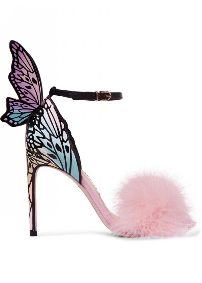 صندل كعب عالي مزين بالريش الانيق من Charlotte Olympia