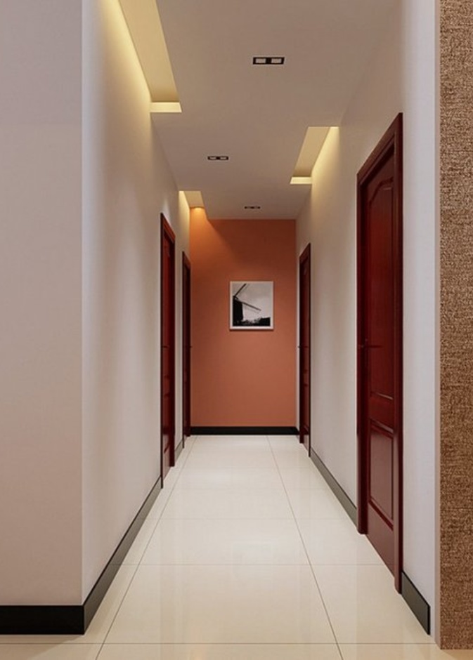 الإنارة ضمن جبس السقف في الممر بشكله العصري