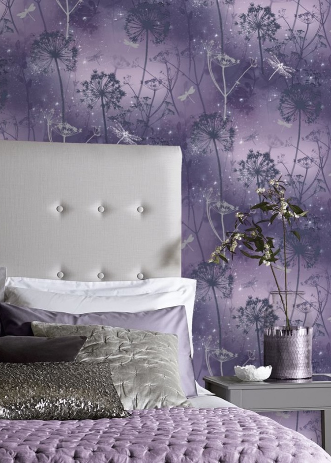  جمال اللون الموف في ديكور زاوية غرفة النوم