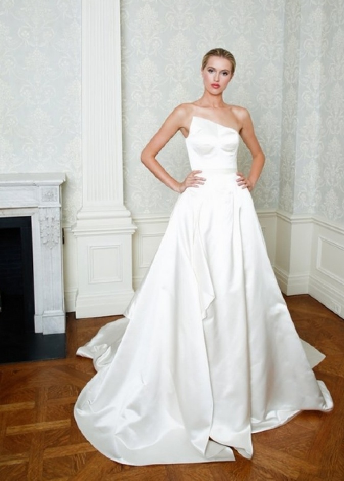 اجمل موديلات فساتين زفاف بكتف واحد