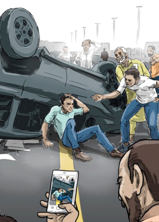 شرطة أبوظبي تقوم بمكافحة تصوير الحوادث عن طريق مبادرة شارك بوعي