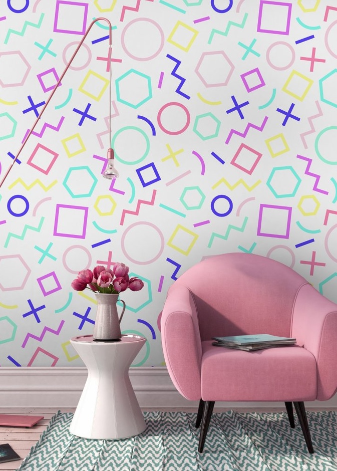 ورق جدران غرفة معيشة مصمم برسومات من الطبيعة