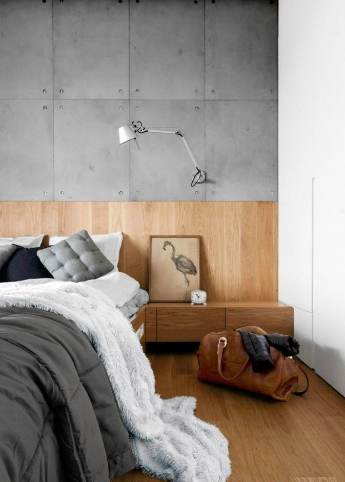 جدران خرسانية تحيط بالسرير وتعطيه مظهرا خاصا