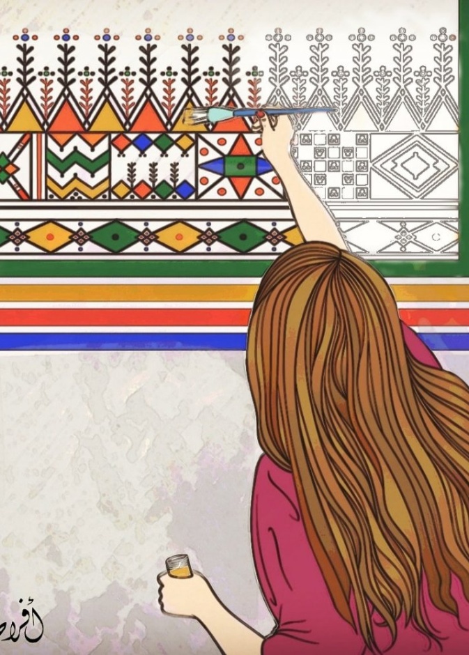لوحة ازهار الليلك بألوان الباستيل من الفنانة افراح الغامدي.
