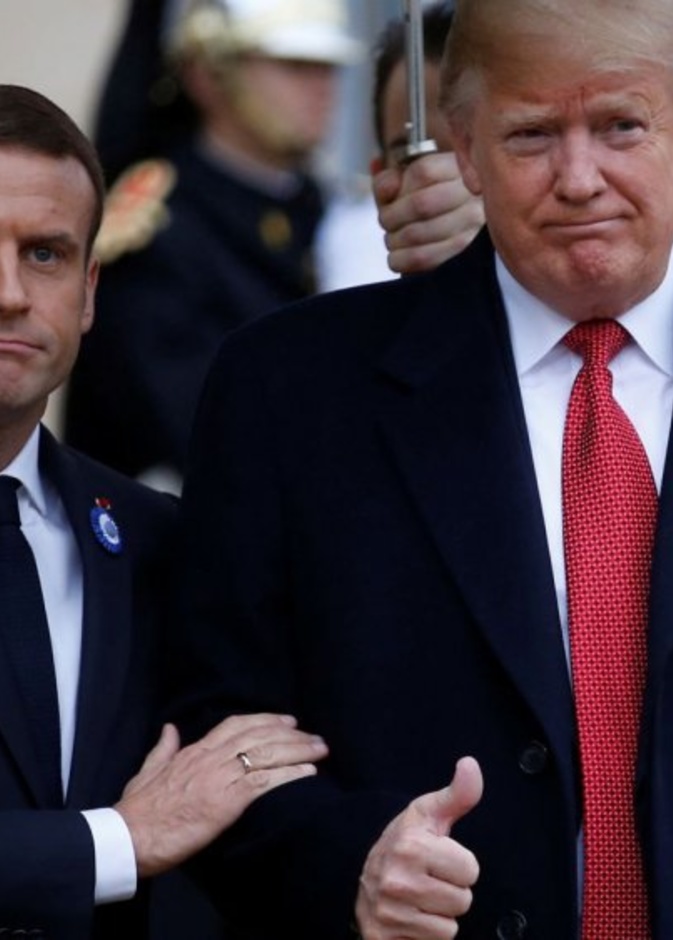  دونالد ترامب يحرج الرئيس الفرنسي في قصر الإليزيه