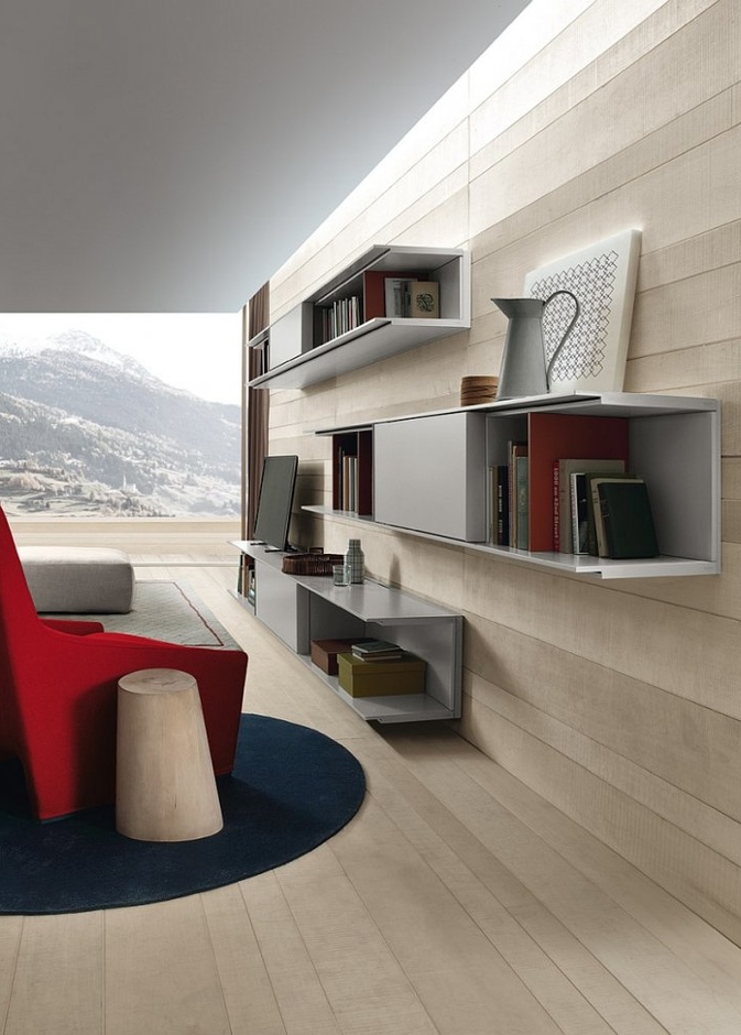 ثلاثية من المكاتب لديكور جدار غرفة المعيشة المخصص للتلفاز