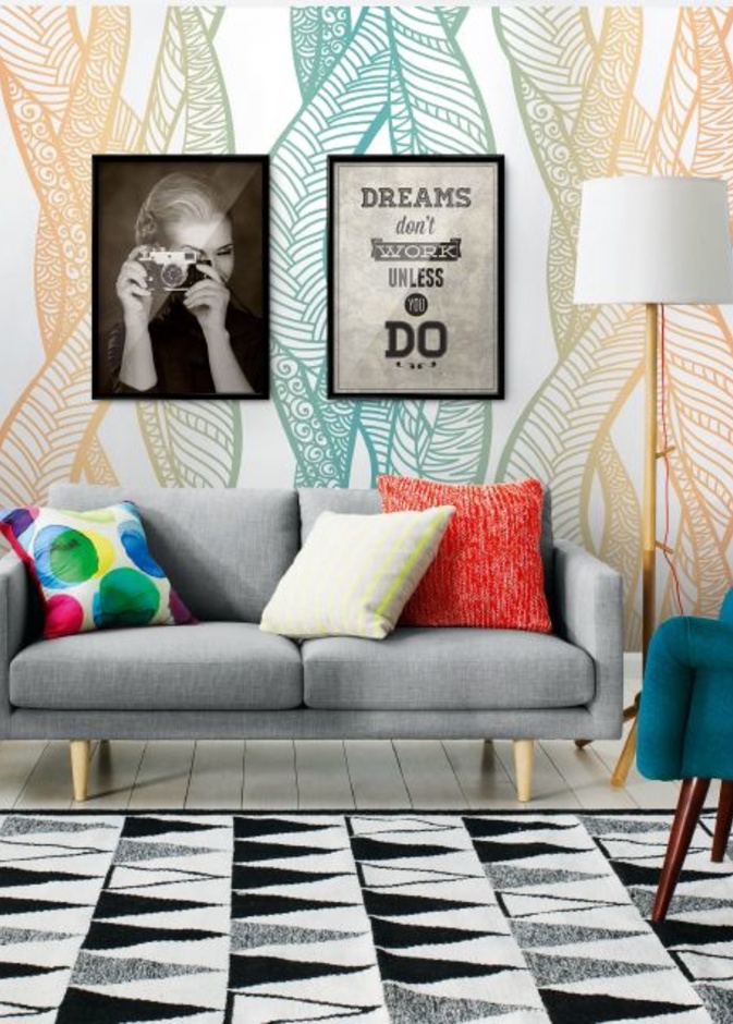 مجموعة من الستائر والوسائد المختلفة المقشات لديكور غرف المعيشة