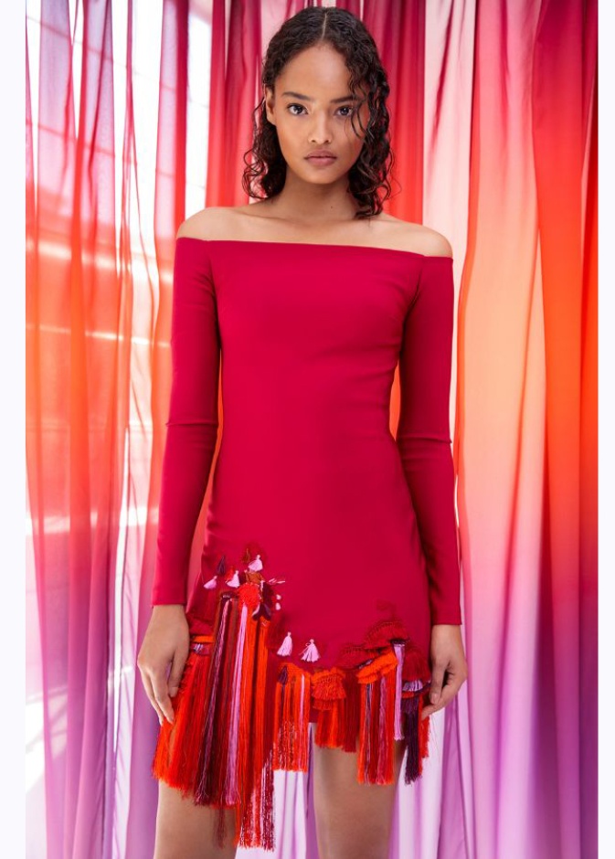 Badgley Mischka فستان أسود أوف شولدر من