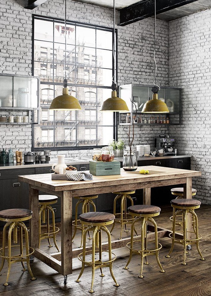 تصاميم أثاث المطبخ والخزائن بأسلوب صناعي industrial