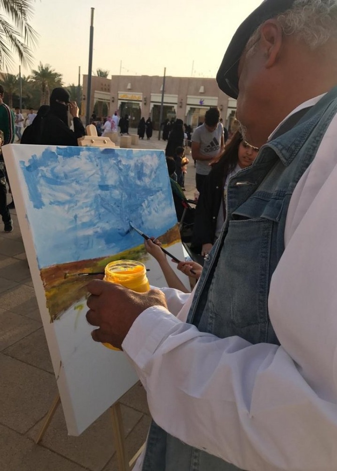 احدى اللوحات الفنية التراثية في ساحة البجيري