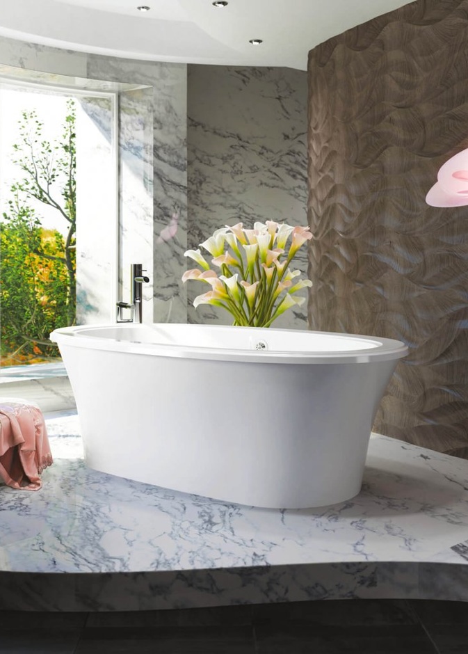 ⁨بريق النحاس مع اللون الأبيض في ديكور الحمام العصري من Graff