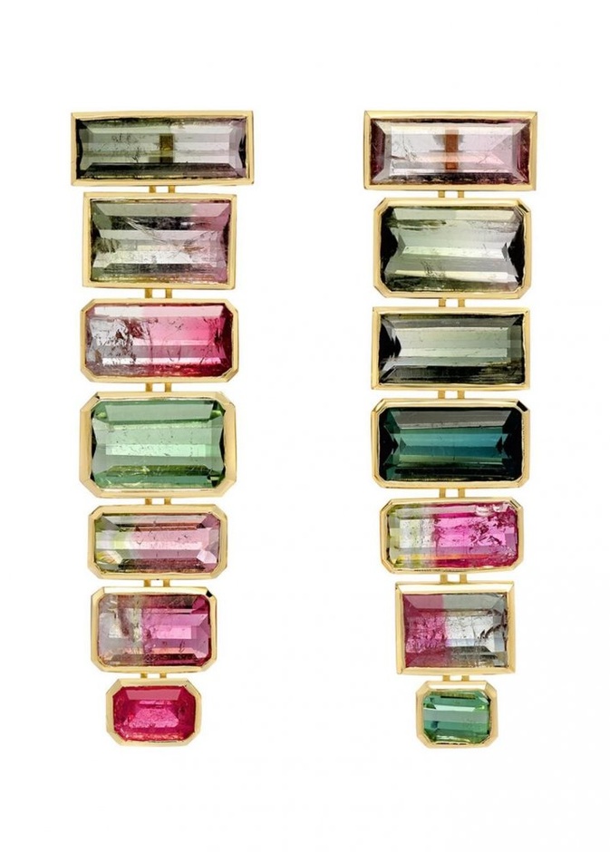 أقراط بأحجار التورمالين البطيخي watermelon tourmaline