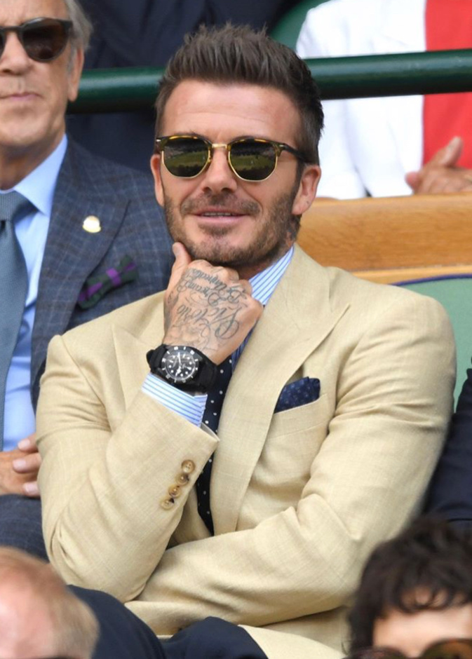 ديفيد بيكهام مستمتع بحضور نصف نهائي ويمبلدون بين نادال وفيدرر والتي فاز بها الأخير