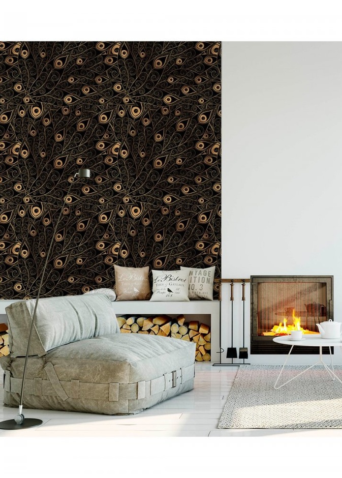 الأسود مع الذهبي في غرف المعيشة الكلاسيك