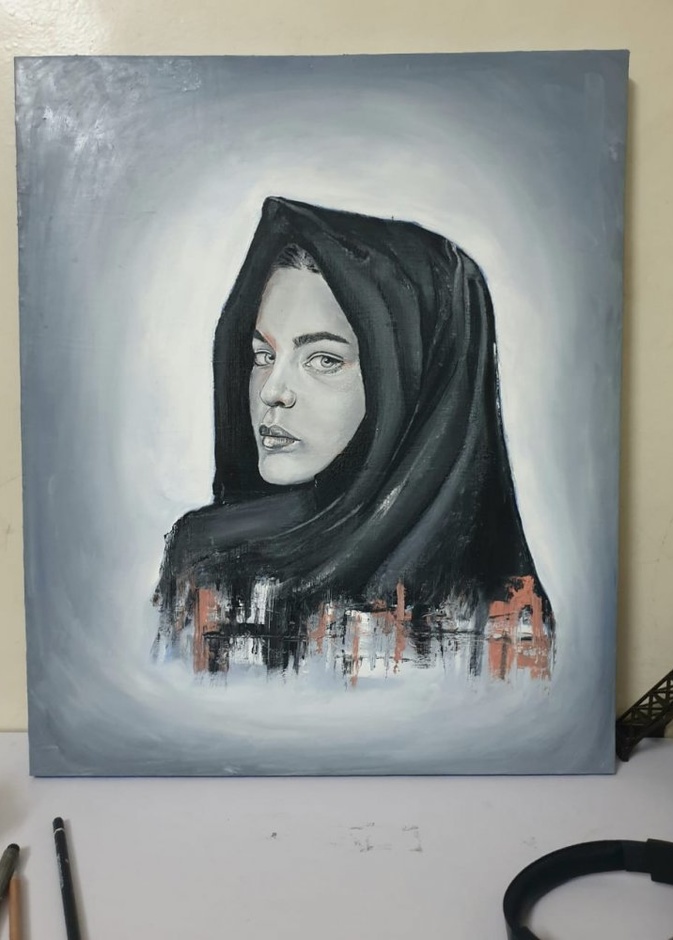 احدى اعمال الرسامة السعودية حسناء الجهني