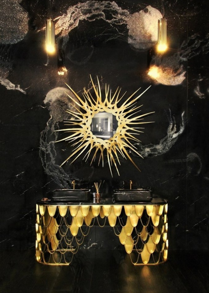 الشكل الهندسي البسيط في تصميم مرايا حمام مودرن