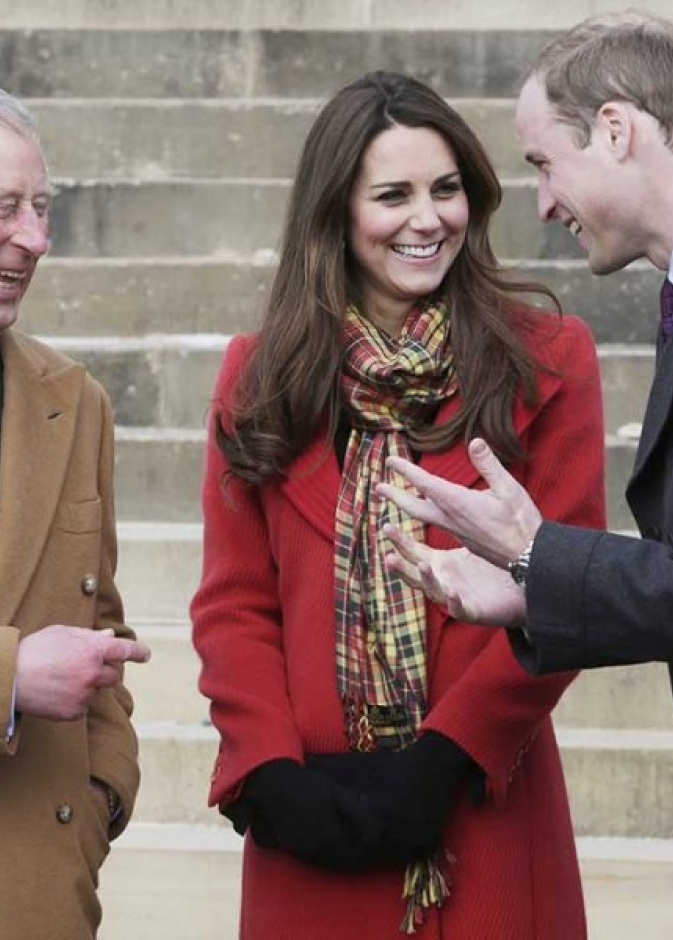 الأمير تشارلز مع الأمير وليام وكيت ميدلتون