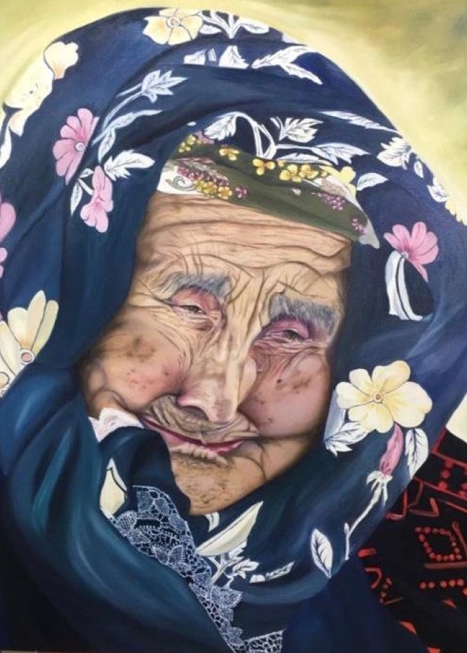 احدى لوحات الفنانة التشكيلية منى الخويطر