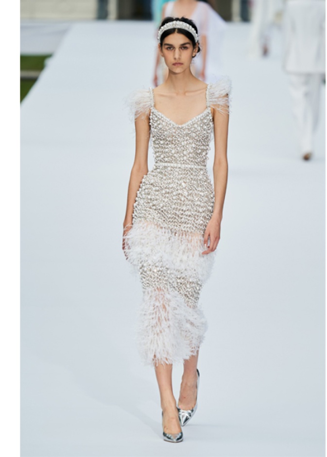 Ralph & Russo فستان براق مزين بالريش
