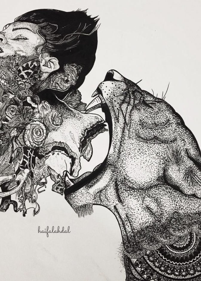 من لوحات الفنانة هيفاء الأهدل