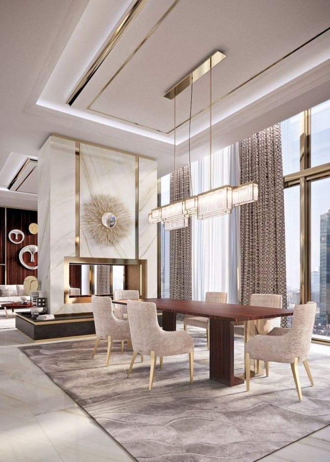  الألوان الأرضية لديكور غرفة طعام فخمة وأنيقة